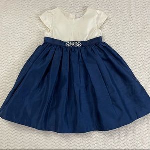 Gymboree dress up white & navy dress